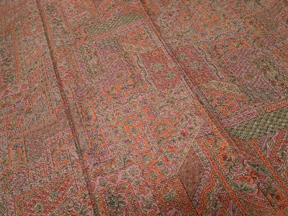平和屋着物■上質な小紋　切嵌更紗花文　正絹　逸品　CABD3614ev