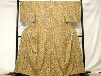 平和屋着物■上質な小紋　更紗花文　正絹　逸品　CABD3615ev