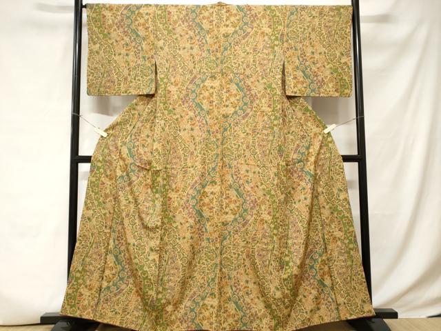 平和屋着物■上質な小紋　更紗花文　正絹　逸品　CABD3615ev