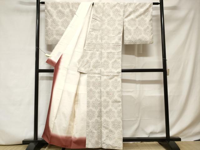 平和屋着物■上質な紬 麻の葉文様 正絹 逸品 CABD3617ev