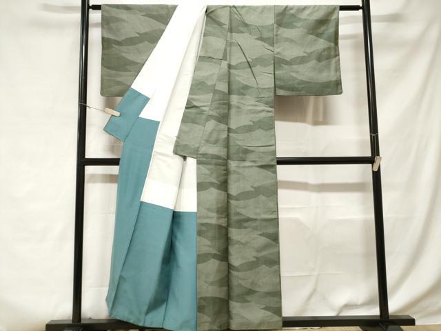平和屋着物■上質なお召 幾何学文 正絹 逸品 CABD3623ev