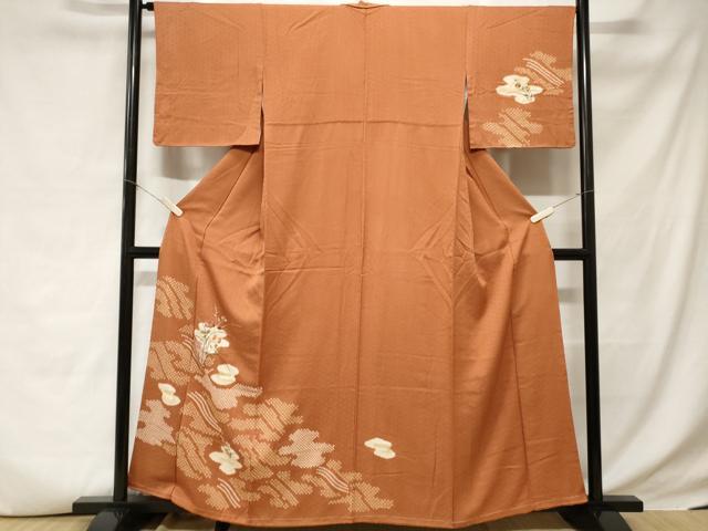 平和屋着物■訪問着　刺繍　絞り　雪輪草花文　正絹　逸品　CABD3626ev