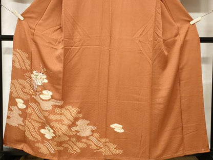 平和屋着物■訪問着　刺繍　絞り　雪輪草花文　正絹　逸品　CABD3626ev