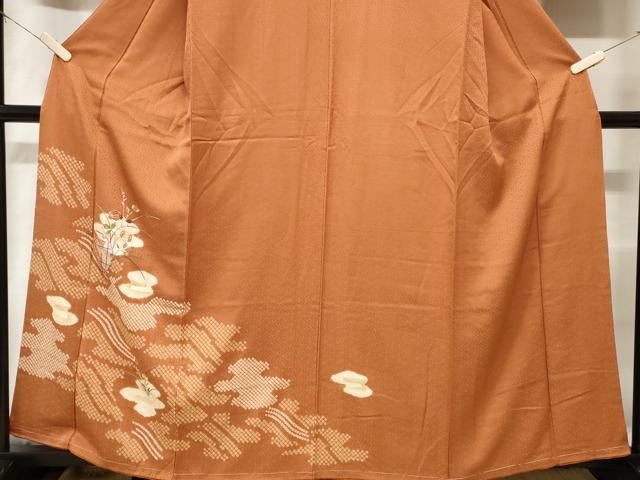 平和屋着物■訪問着　刺繍　絞り　雪輪草花文　正絹　逸品　CABD3626ev