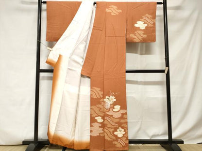 平和屋着物■訪問着　刺繍　絞り　雪輪草花文　正絹　逸品　CABD3626ev