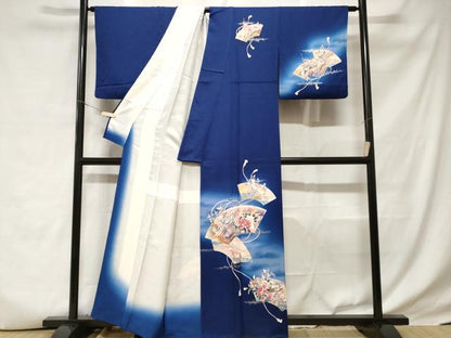 平和屋着物■訪問着　地紙孔雀草花文　暈し染め　金彩　正絹　逸品　CABD3627ev
