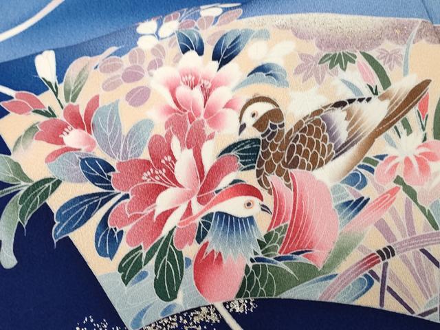 平和屋着物■訪問着　地紙孔雀草花文　暈し染め　金彩　正絹　逸品　CABD3627ev