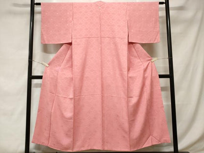 平和屋着物■上質な色無地　菱地紋　鴇色　正絹　逸品　CABD3633ev