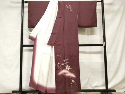 平和屋着物■訪問着 駒刺繍 松皮菱枝花文 暈し染め 金彩 正絹 逸品 CABD3643ev