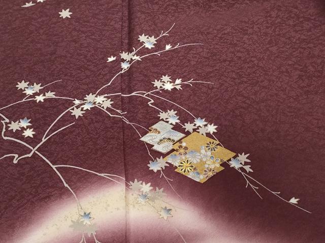 平和屋着物■訪問着 駒刺繍 松皮菱枝花文 暈し染め 金彩 正絹 逸品 CABD3643ev