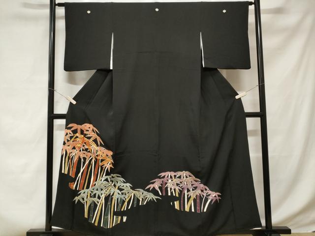 平和屋着物■豪華黒留袖 駒刺繍 笹竹文 金彩 正絹 逸品 CABD3649ev