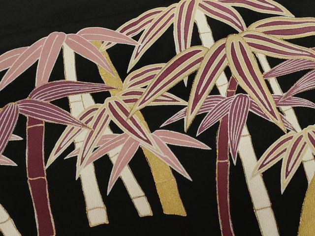 平和屋着物■豪華黒留袖 駒刺繍 笹竹文 金彩 正絹 逸品 CABD3649ev