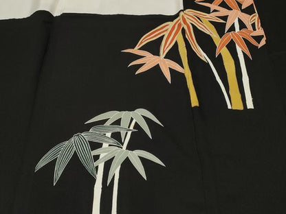 平和屋着物■豪華黒留袖 駒刺繍 笹竹文 金彩 正絹 逸品 CABD3649ev