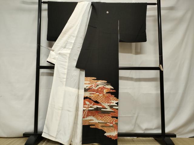 平和屋着物■豪華黒留袖 駒刺繍 吉祥雲取り鳳凰文 金彩 三越扱い 正絹 逸品 CABD3652ev