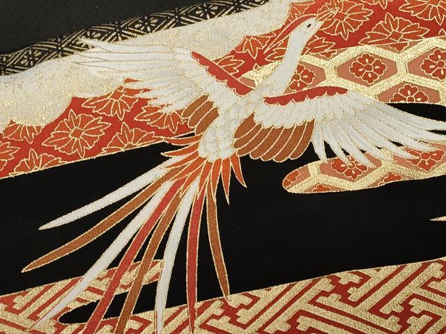 平和屋着物■豪華黒留袖 駒刺繍 吉祥雲取り鳳凰文 金彩 三越扱い 正絹 逸品 CABD3652ev