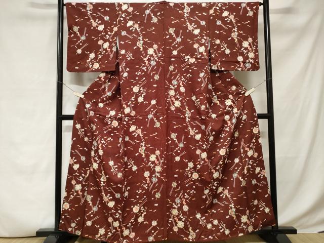 平和屋着物■上質な小紋　花簪　金彩　正絹　逸品　CABD3655ev
