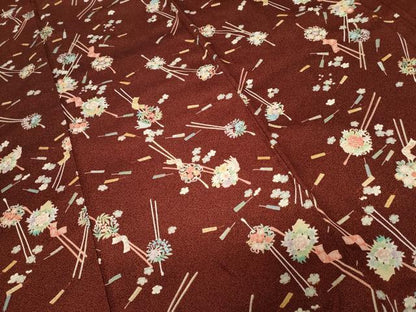 平和屋着物■上質な小紋　花簪　金彩　正絹　逸品　CABD3655ev