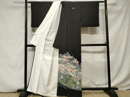 平和屋着物■豪華黒留袖　友禅　作家物　花籠文　暈し染め　正絹　逸品　CABD3657ev