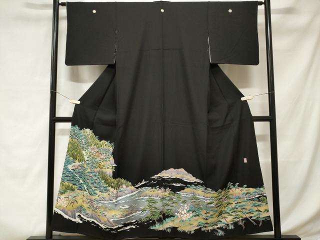 平和屋着物■豪華黒留袖 友禅 作家物 御所解文 正絹 逸品 CABD3660ev