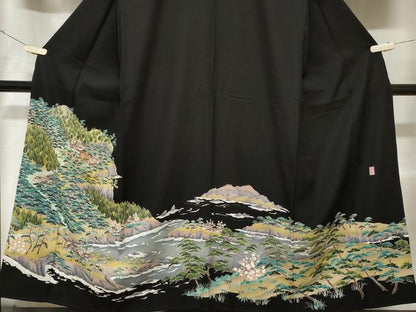 平和屋着物■豪華黒留袖 友禅 作家物 御所解文 正絹 逸品 CABD3660ev