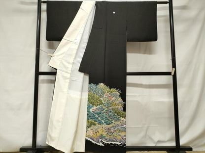 平和屋着物■豪華黒留袖 友禅 作家物 御所解文 正絹 逸品 CABD3660ev