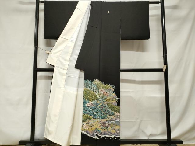 平和屋着物■豪華黒留袖 友禅 作家物 御所解文 正絹 逸品 CABD3660ev