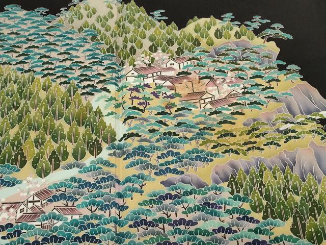 平和屋着物■豪華黒留袖 友禅 作家物 御所解文 正絹 逸品 CABD3660ev