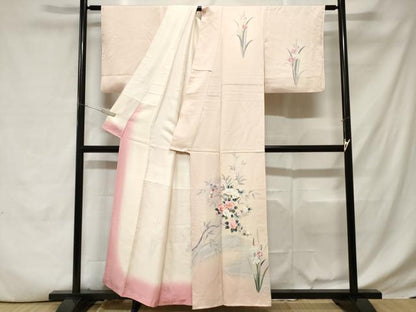 平和屋着物■訪問着　友禅　流水枝花文　暈し染め　正絹　逸品　CABD3661ev
