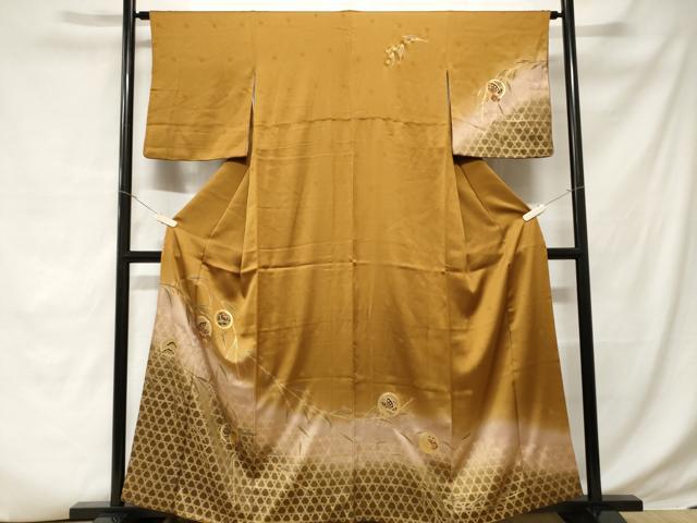 平和屋着物■訪問着　籬花蝶丸文　暈し染め　金彩　正絹　逸品　CABD3678ev