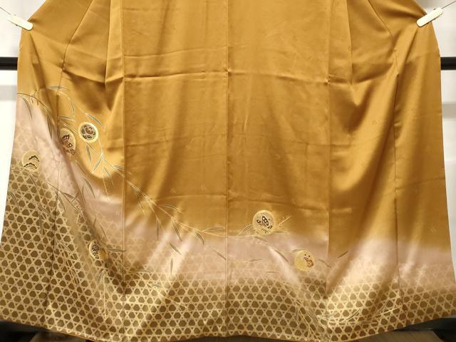 平和屋着物■訪問着　籬花蝶丸文　暈し染め　金彩　正絹　逸品　CABD3678ev