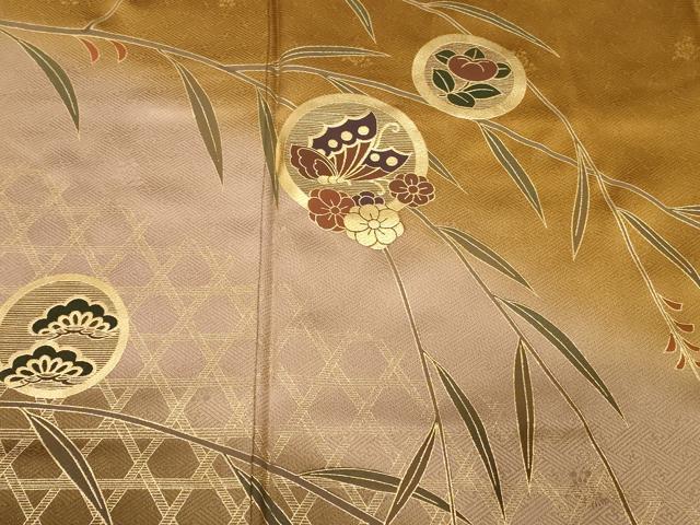 平和屋着物■訪問着　籬花蝶丸文　暈し染め　金彩　正絹　逸品　CABD3678ev