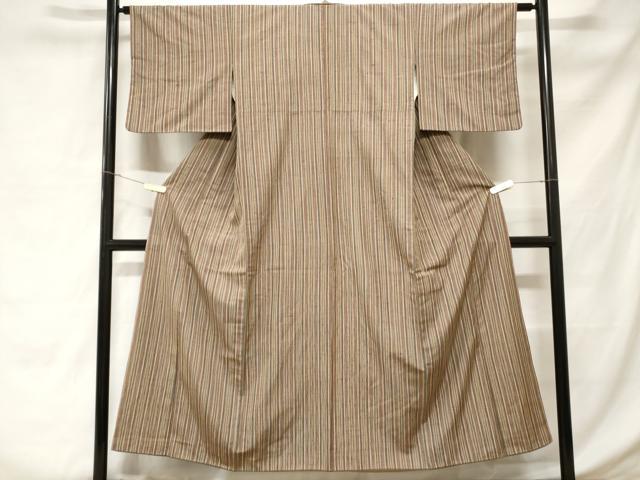 平和屋着物■上質な紬　縞　正絹　逸品　CABD3684ev