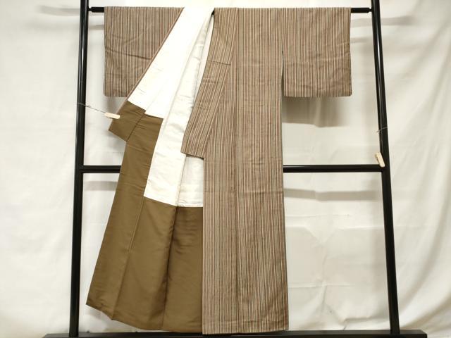 平和屋着物■上質な紬　縞　正絹　逸品　CABD3684ev