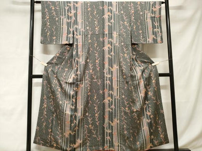 平和屋着物■上質な小紋　笹竹花文　正絹　逸品　CABD3685ev
