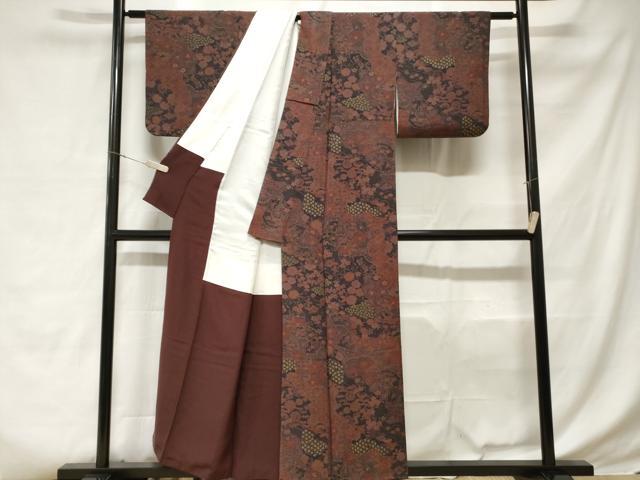 平和屋着物■上質な小紋　扇面枝花文　金彩　正絹　逸品　CABD3688ev