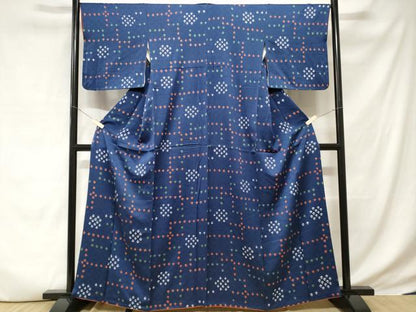 平和屋着物■上質な小紋　絞り　幾何学文様　正絹　逸品　CABD3689ev