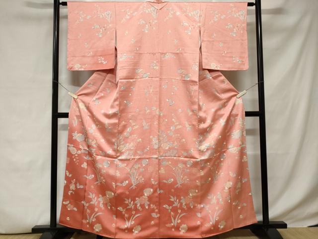 平和屋着物■色留訪問着　草花文　暈し染め　正絹　逸品　CABD3702ev