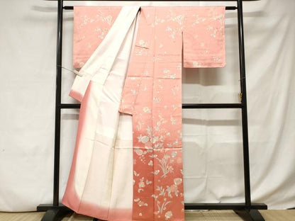 平和屋着物■色留訪問着　草花文　暈し染め　正絹　逸品　CABD3702ev