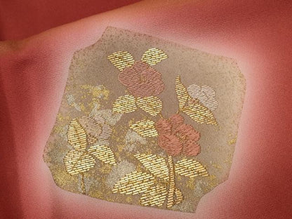 平和屋着物■訪問着　竹屋町刺繍　破れ色紙重ね飛鶴花文　暈し染め　金彩　正絹　逸品　CABD3709ev