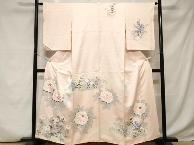平和屋着物■訪問着　手描き　草花文　暈し染め　正絹　逸品　CABD3746ev