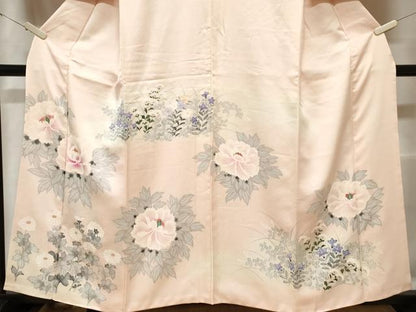 平和屋着物■訪問着　手描き　草花文　暈し染め　正絹　逸品　CABD3746ev