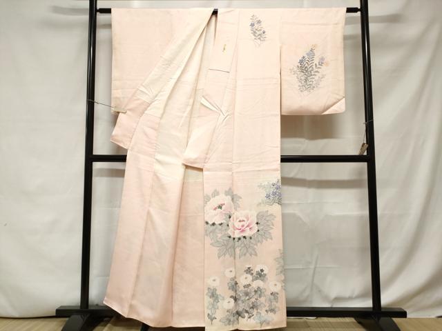平和屋着物■訪問着　手描き　草花文　暈し染め　正絹　逸品　CABD3746ev