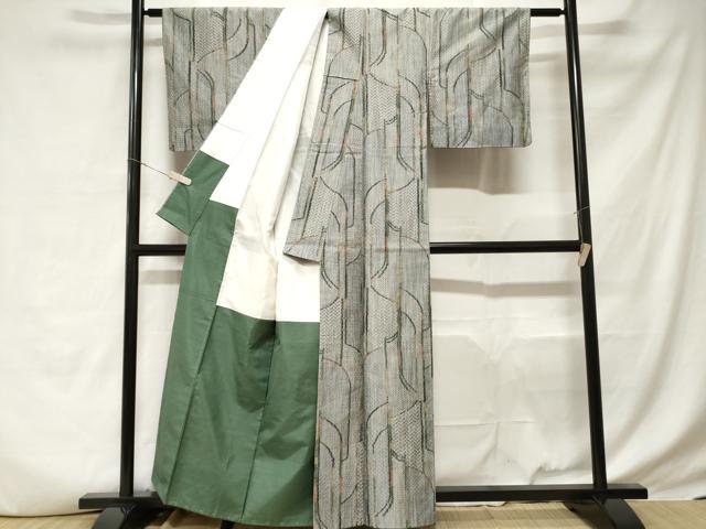 平和屋着物■上質な紬　檜垣幾何学文　正絹　逸品　CABD3762ev