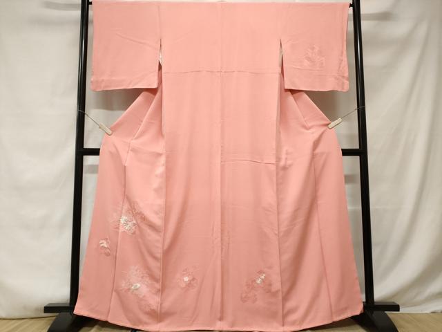 平和屋着物■訪問着　刺繍　松　草花文　正絹　逸品　CABD3765ev