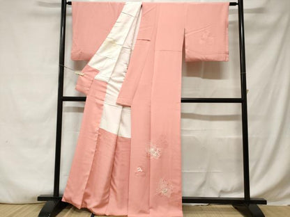平和屋着物■訪問着　刺繍　松　草花文　正絹　逸品　CABD3765ev