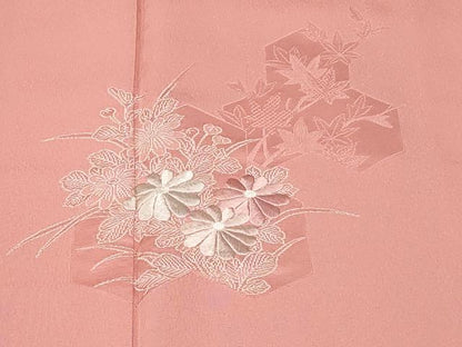 平和屋着物■訪問着　刺繍　松　草花文　正絹　逸品　CABD3765ev