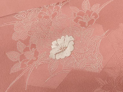 平和屋着物■訪問着　刺繍　松　草花文　正絹　逸品　CABD3765ev