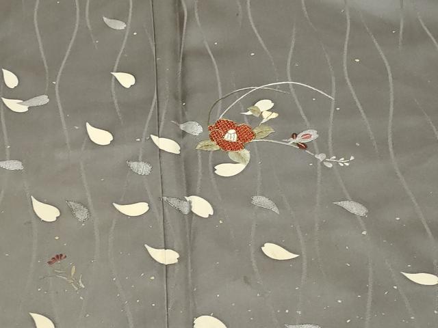平和屋着物■訪問着　駒刺繍　椿　舞花文　銀彩　正絹　逸品　CABD3771ev