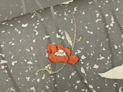 平和屋着物■訪問着　駒刺繍　椿　舞花文　銀彩　正絹　逸品　CABD3771ev