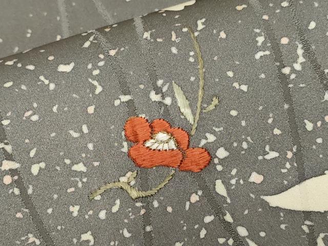 平和屋着物■訪問着　駒刺繍　椿　舞花文　銀彩　正絹　逸品　CABD3771ev